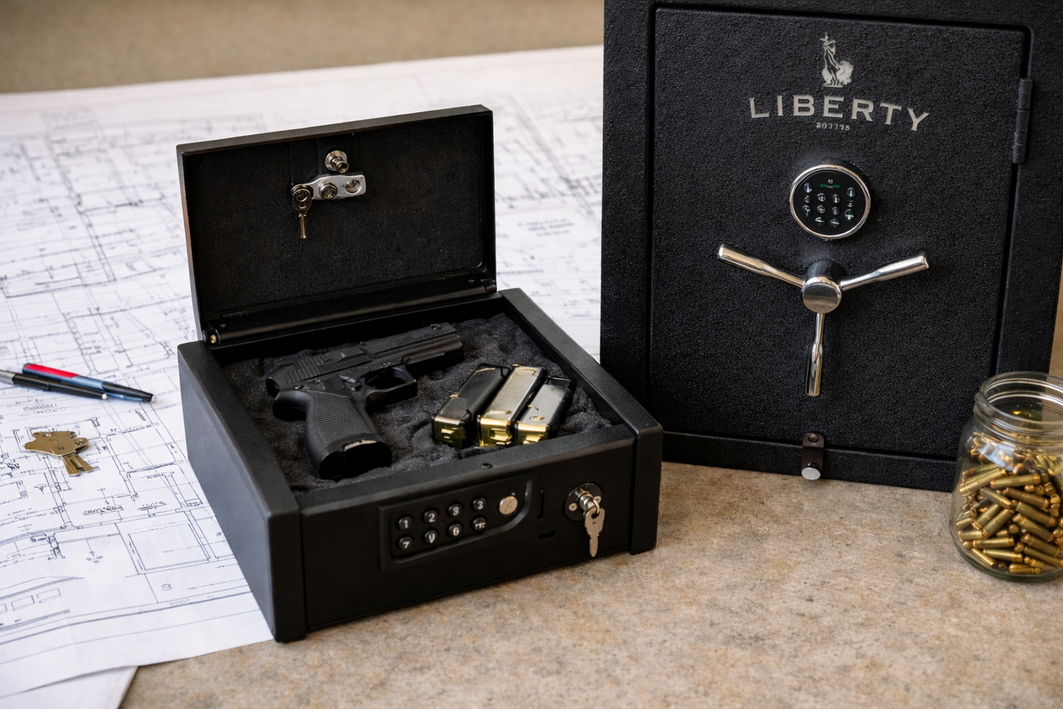 Group of people learning about a handgun at an outdoor shooting range